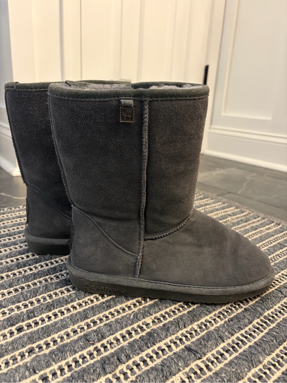 Bearpaw Women’s Classic Mid-Calf Winter Boots in Charcoal- US size 9